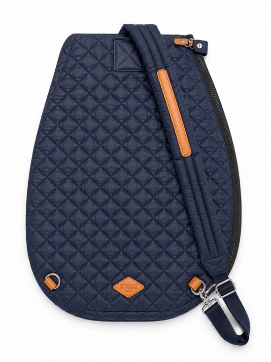MZ Wallace Metro Diamond Quilted Racquet Sling Holds 2 Tennis Racquets Like New